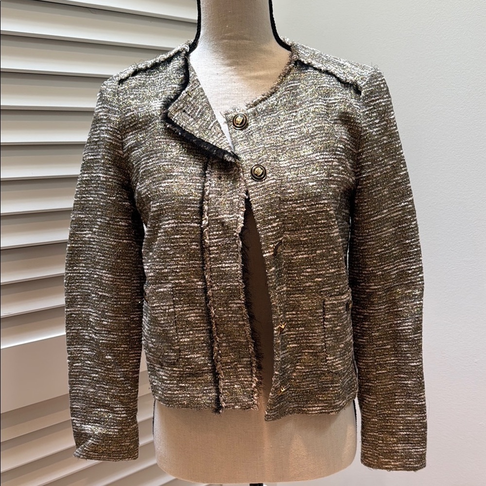 Zara Black and Gray Blazer Structured Shoulders